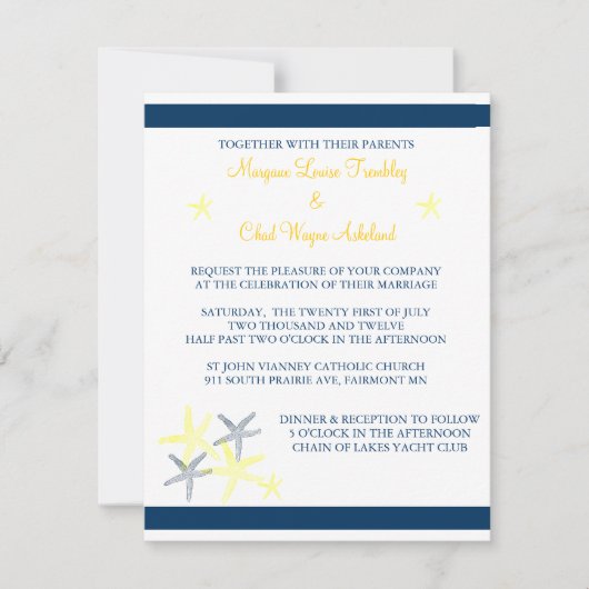 Starfish Wedding Invite Kaart (Voorkant)
