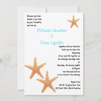 Starfish Wedding Invite Kaart