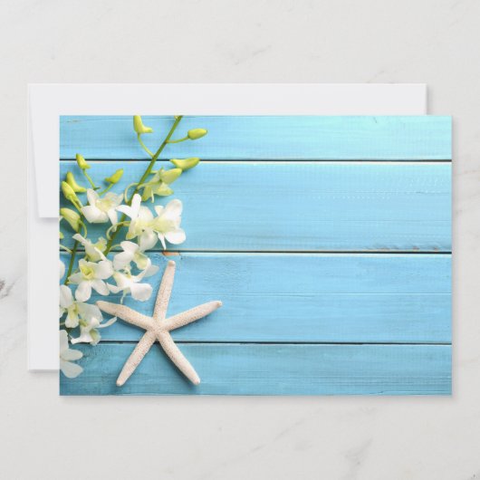 Starfish Wedding Invitting with Orchids Kaart (Achterkant)