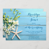 Starfish Wedding Invitting with Orchids Kaart (Voorkant / Achterkant)