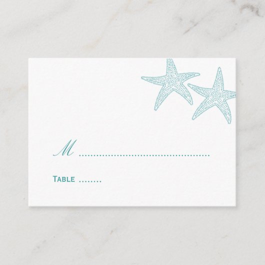 Starfish Wedding Place Card - Turquoise Plaatskaartje (Voorkant)