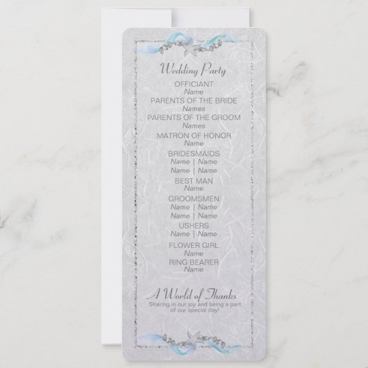 Starfish Wedding Programme Kaart (Achterkant)