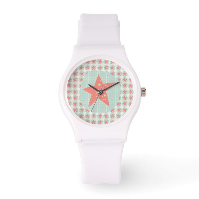 Starfish Whimsical Zee Ocean Nautical Horloge (Voorkant)