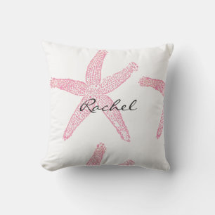 Starfish White Pastel Roze witte naam Gift Favor Buitenkussen