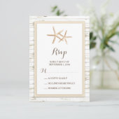 Starfish Whitewash Wood Beach Wedding RSVP (Staand voorkant)
