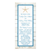 Starfish Whitewashed Wood Beach Wedding Program Reclamekaart (Voorkant)