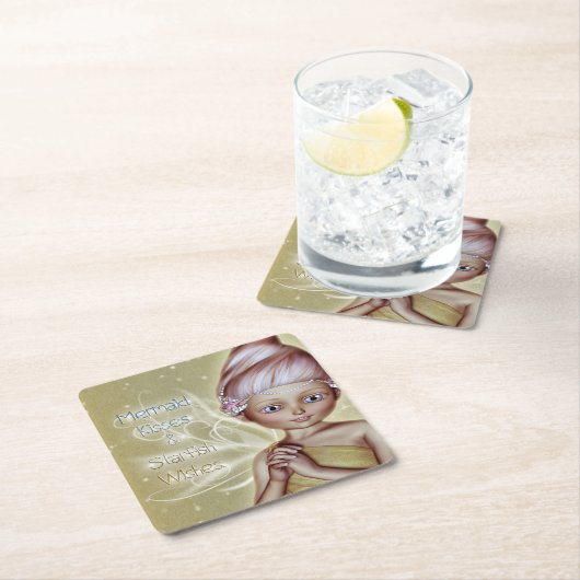 Starfish Wish Vierkante Kartonnen Onderzetter (Insitu)