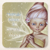 Starfish Wish Vierkante Kartonnen Onderzetter (Voorkant)