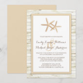 Starfish witgekalkte houten strand bruiloft uitnod kaart (Voorkant / Achterkant)