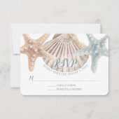Starfish Zee Blue Nautical Beach bruiloft RSVP Kaartje (Voorkant)