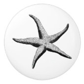 Starfish - zwarte en witte  sterren keramische knop (Voorkant)