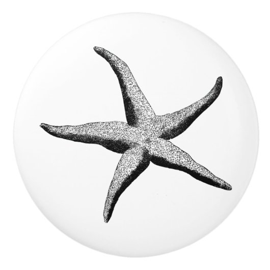 Starfish - zwarte en witte  sterren keramische knop (Voorkant)