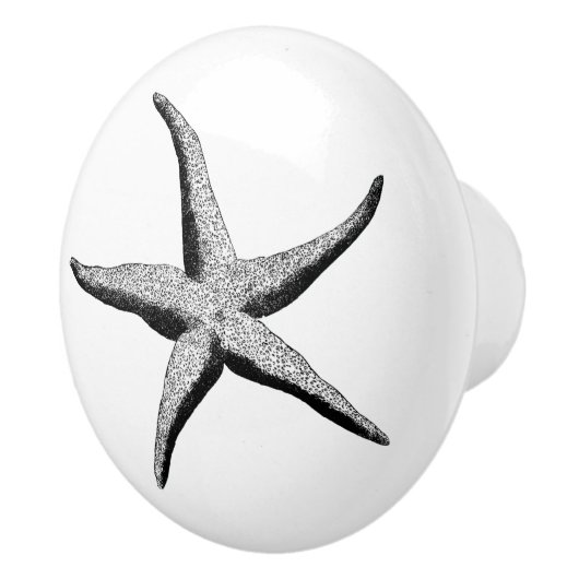 Starfish - zwarte en witte  sterren keramische knop (Rechts)