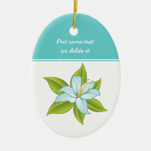 Stargazer lichtblauwe lelie aangepaste kerstversie keramisch ornament