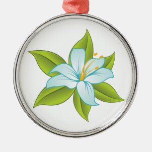 Stargazer lichtblauwe lelie aangepaste kerstversie metalen ornament