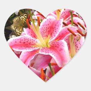 "Stargazer" Lilies Heart Sticker