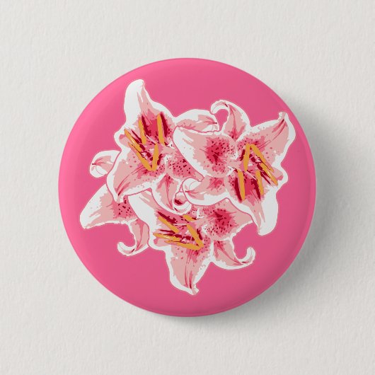 Stargazer Lilies Ronde Button 5,7 Cm (Voorkant)
