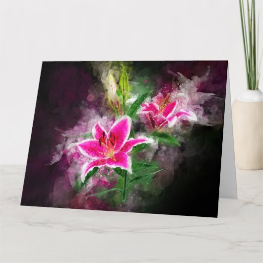 Stargazer Lily bloem waterverf - bb 02 Bedankkaart (Voorkant)