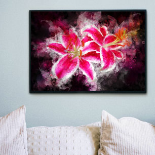 Stargazer Lily bloem waterverf - bb 03 Foto Afdruk