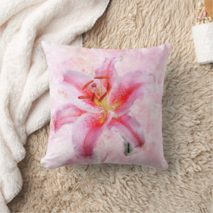 Stargazer Lily bloem waterverf - wb 01 Kussen