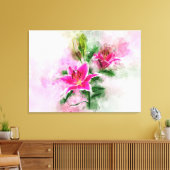 Stargazer Lily bloem waterverf - wb 02 Canvas Afdruk (Insitu (Woonkamer))