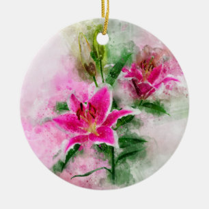 Stargazer Lily bloem waterverf - wb 02 Keramisch Ornament
