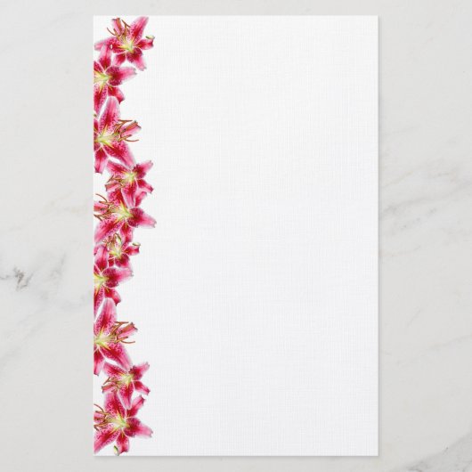 Stargazer Lily Border Briefpapier Papier (Voorkant)