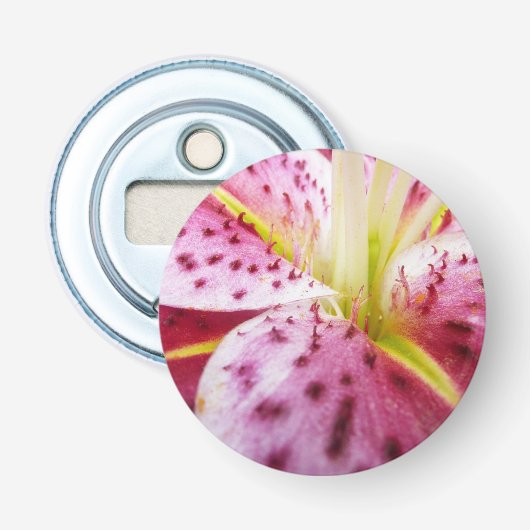 Stargazer Lily Bright Magenta Floral Button Flesopener (Voorkant)