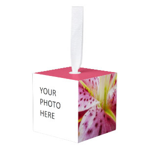 Stargazer Lily Bright Magenta Floral Kubus Ornament