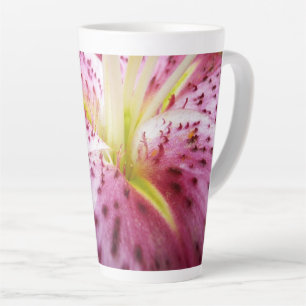 Stargazer Lily Bright Magenta Floral Latte Mok