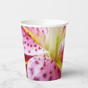 Stargazer Lily Bright Magenta Floral Papieren Bekers