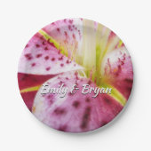 Stargazer Lily Bright Magenta Floral Papieren Bordje (Voorkant)