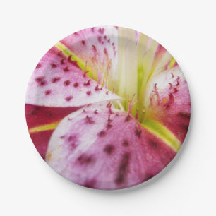 Stargazer Lily Bright Magenta Floral Papieren Bordje