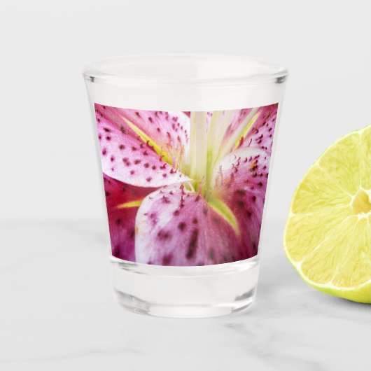 Stargazer Lily Bright Magenta Floral Shot Glas (Voorkant)