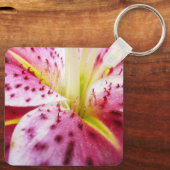 Stargazer Lily Bright Magenta Floral Sleutelhanger (Achterkant)