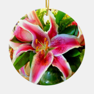 stargazer lily en roe bouquet ornament