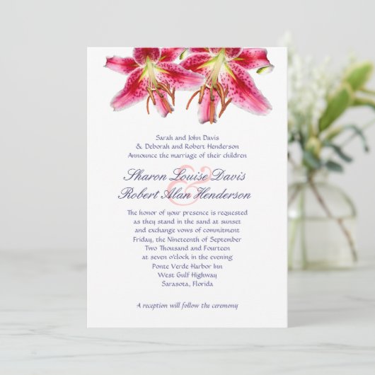 Stargazer Lily Faire-part de mariage (Debout devant)