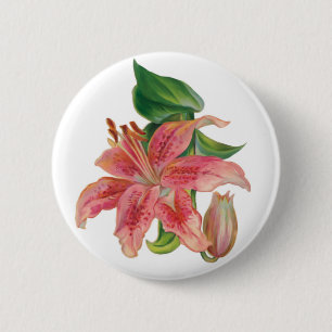Stargazer Lily Ronde Button 5,7 Cm
