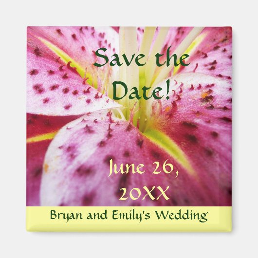 Stargazer Lily Save the Date Magnet Magneet (Voorkant)