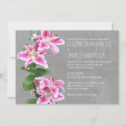 Stargazer Lily Wedding Invitations Kaart (Voorkant)