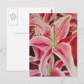 Stargazer Pink Lily waterverf originele kunstbloem Briefkaart (Voorkant / Achterkant)