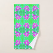 Stargazer rose chaud Lily sur Turquoise et vert (Serviette à main)
