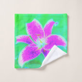 Stargazer rose chaud Lily sur Turquoise et vert (Gant de toilette)