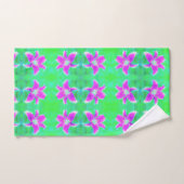 Stargazer rose chaud Lily sur Turquoise et vert (Serviette à main)