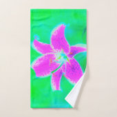 Stargazer rose chaud Lily sur Turquoise et vert (Serviette à main)
