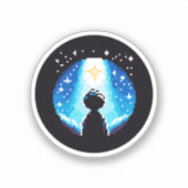 Stargazing Silhouette - Dromerige Pixel Art Night  Sticker (Voorkant)