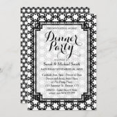 Stari S1 Black+White Dinner Party Invitation (Devant / Derrière)