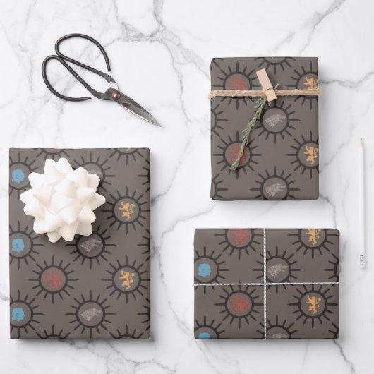 Stark, Lannister, Targaryen, Night King Pattern Inpakpapier Vel (Voorkant)