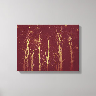 Stark Trees Deep Red Canvas Afdruk