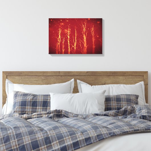Stark Trees Starry Sky Red Natuur Canvas Afdruk (Insitu (Slaapkamer))
